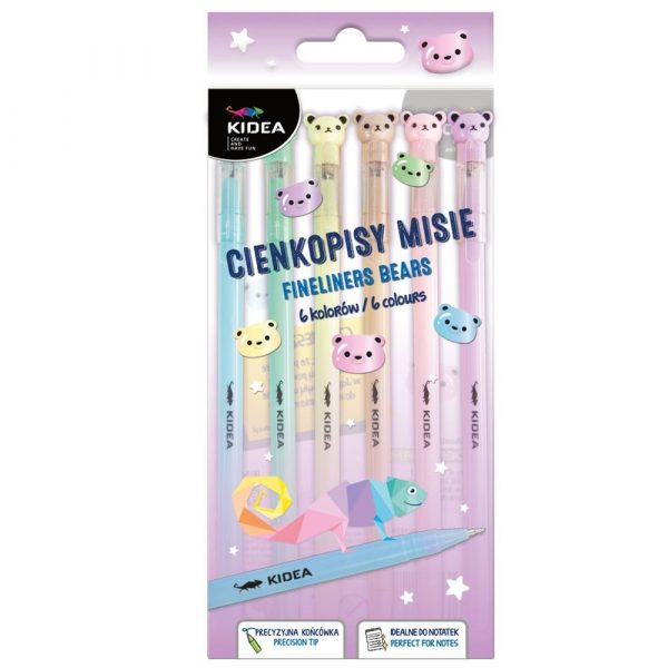 Pack 6 Bolígrafos Fineliners Colores Pastel Ositos