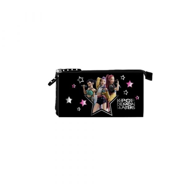 Estuche Plano Triple Negro Las Guerreras K-Pop