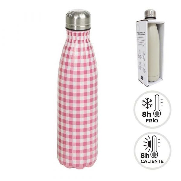 Botella Acero Inoxidable Doble Capa Vichy Rosa 500ml