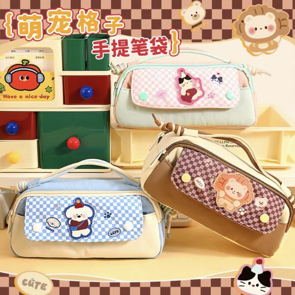 Estuche Doble con Asa y Bolsillo Cute Friends