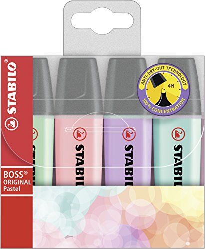 Pack 4 marcadores Stabilo Boss original Pastel