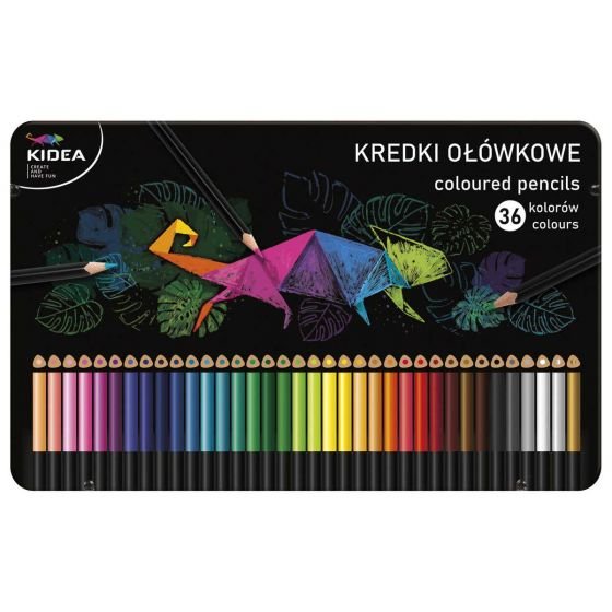 Caja metálica 36 lápices triángulares de colores