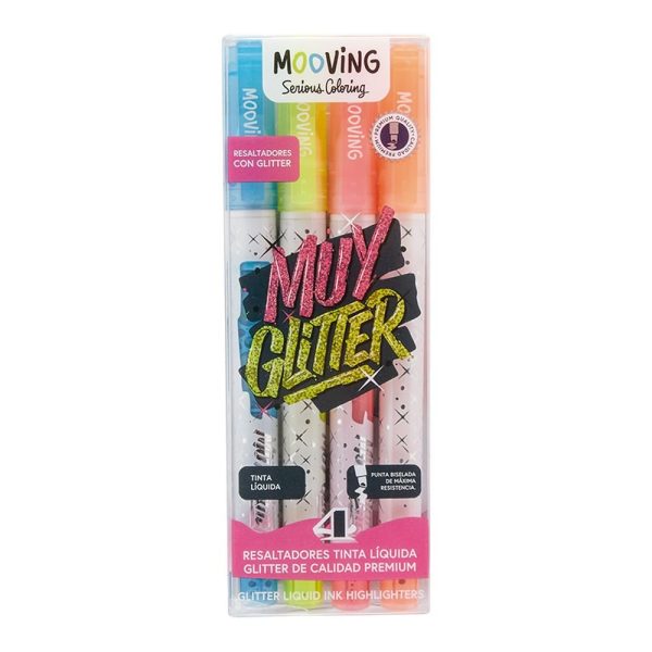 Pack 4 marcadores Muy Glitter Tinta Líquida