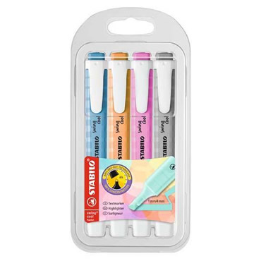 Pack 4 marcadores  Stabilo swing cool Pastel